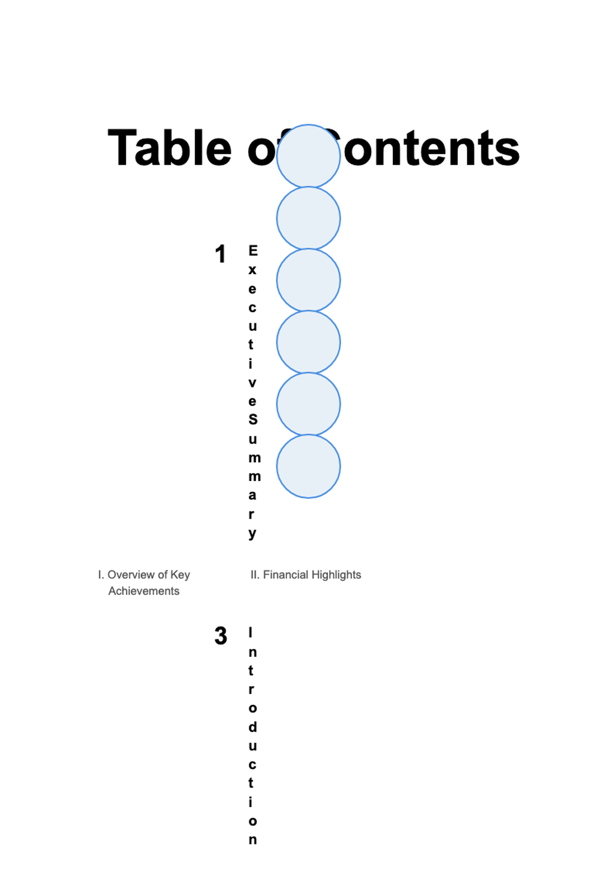 Professional enterprise report table of contents with page numbers and circular photo_variant_1